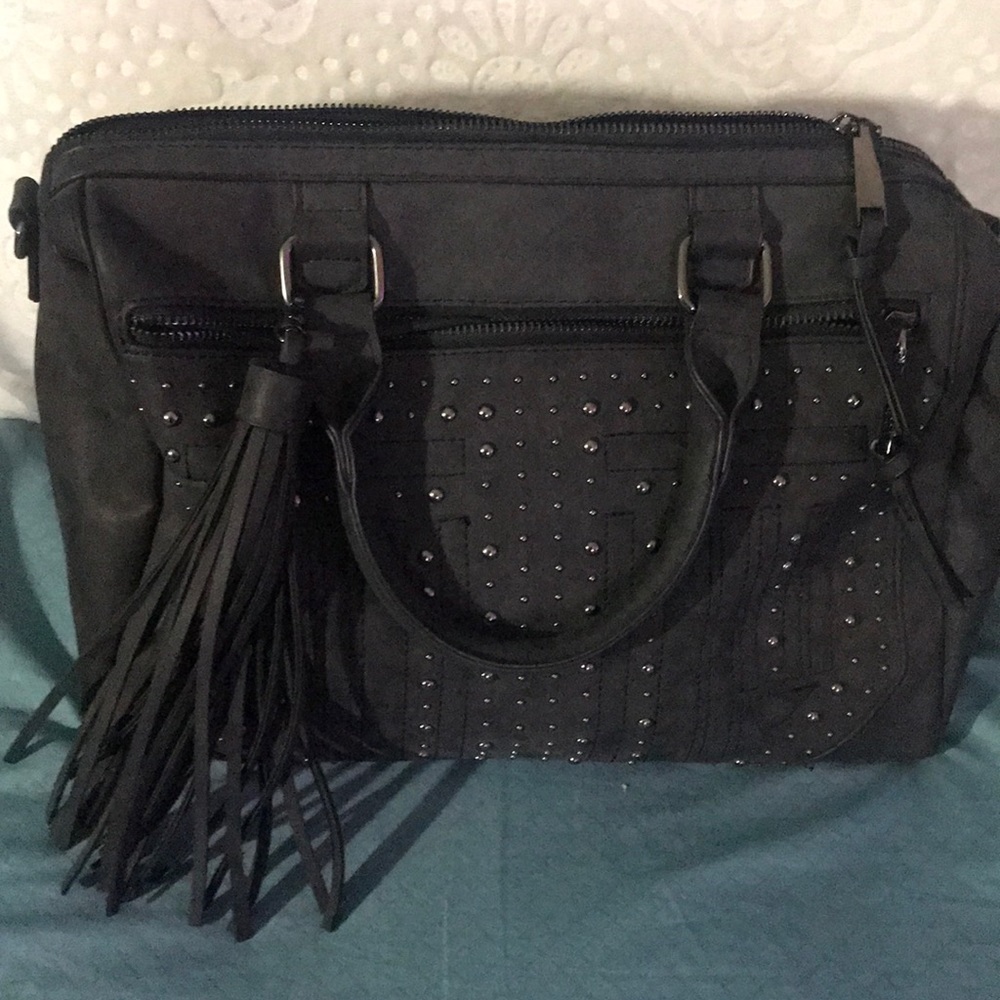 Grey bedazzled hand bag